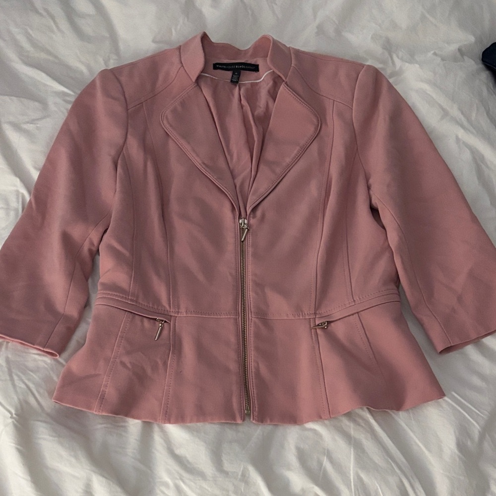 White House Black Market Pink Zip Blazer